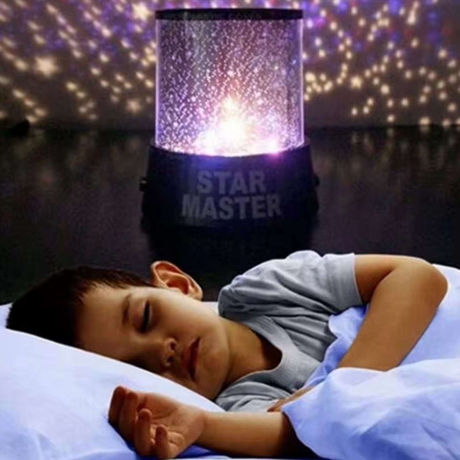 LED Projector Night Light – Rotating Star Lamp with Music Function