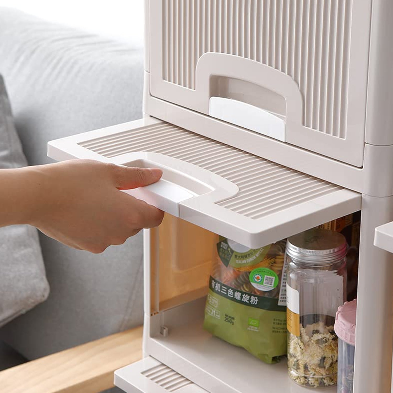 Multipurpose 4-Layer Plastic Storage Cabinet – Foldable Modular Drawer Organizer for Kitchen, Bathroom, Bedroom & Kids’ Room